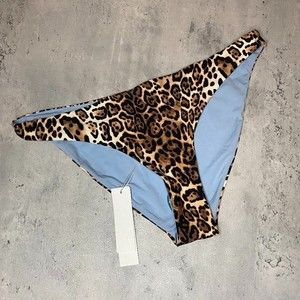 SKIN. Worldwide Leopard/Blue Bikini Bottom Size Large